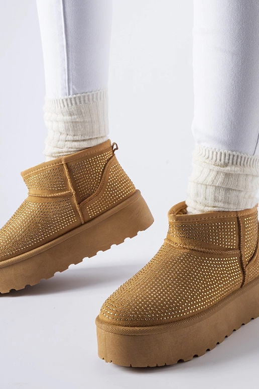 Bottes de neige marron avec zircons...