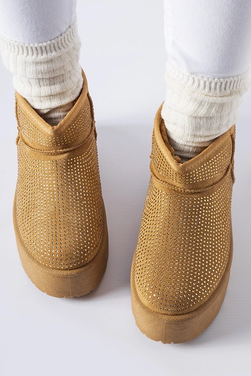 Bottes de neige marron avec zircons...