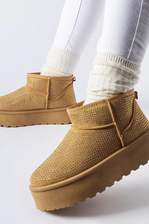 Bottes de neige marron avec zircons...