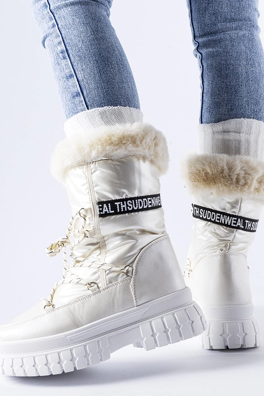 Bottes de neige isolées beiges avec...