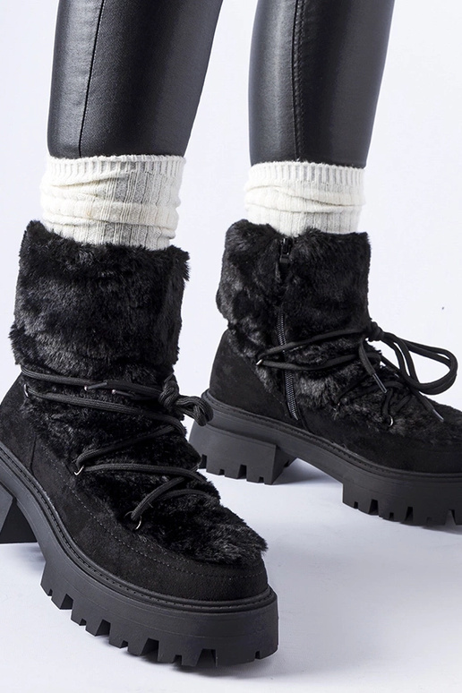 Bottines noires avec fourrure...