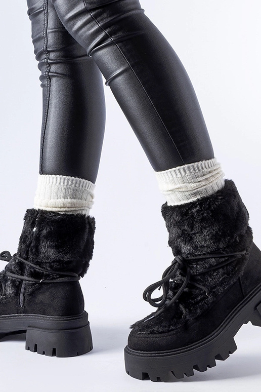 Bottines noires avec fourrure...