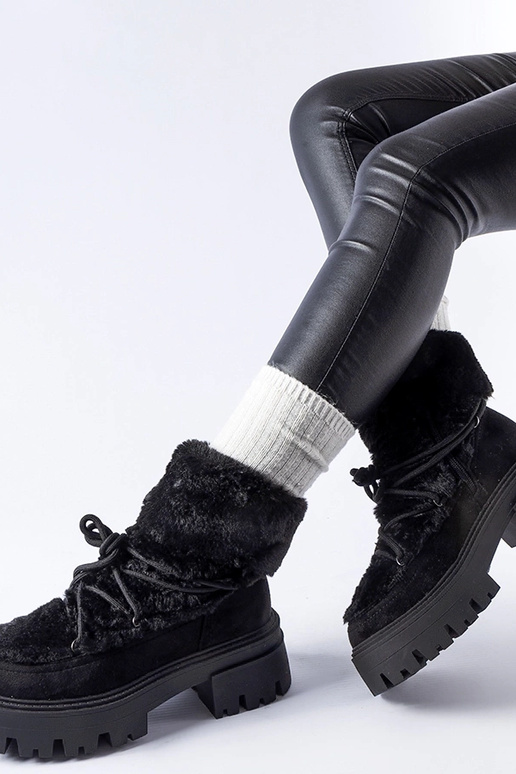 Bottines noires avec fourrure...