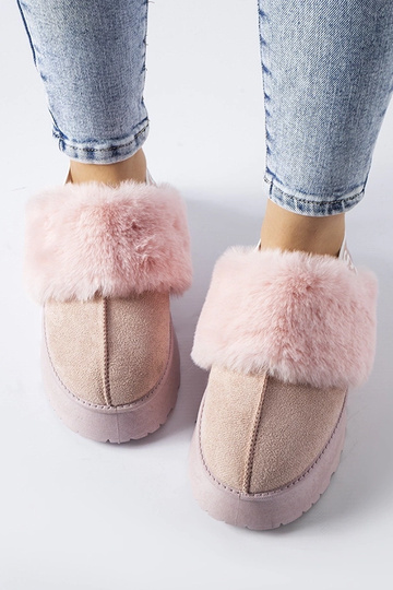 Chaussons isolants roses avec élastique et fourrure Sangro 2