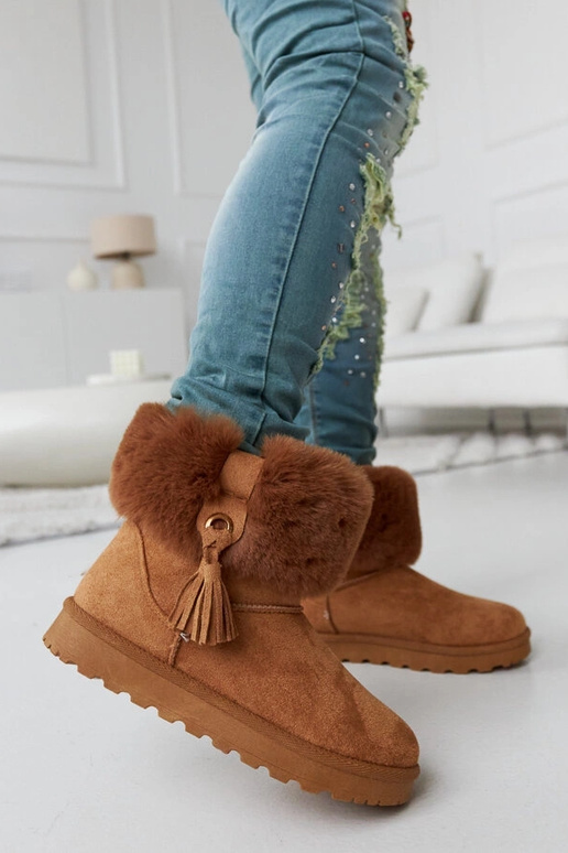 Bottes de neige fourrées marron de...