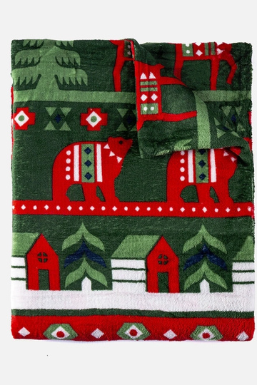 Couverture verte aux motifs de Noël Mary
