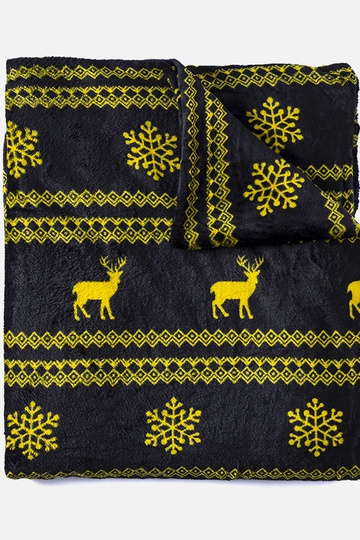 Couverture Velma noire avec motifs de Noël jaunes