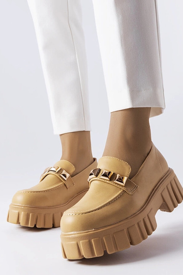 Mocassins à plateforme beiges Frisco