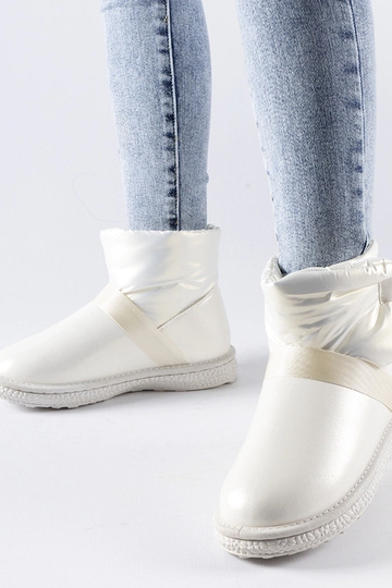 Bottes de neige courtes brillantes beiges Delaune 2