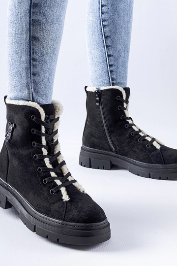 Bottes isolées noires en daim synthétique Pompei