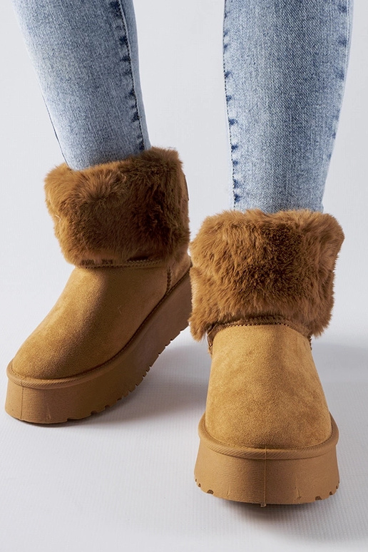 Bottines de neige brunes ornées de...