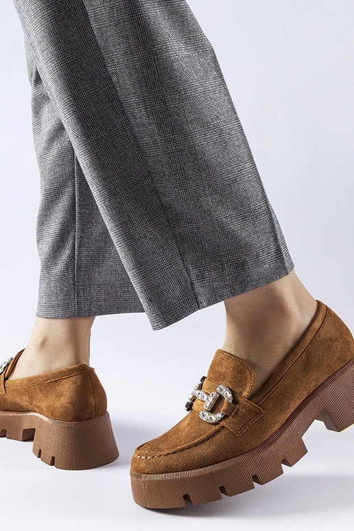 Mocassins marron avec zircons de Giacomo Mocassins marron avec zircons de Giacomo