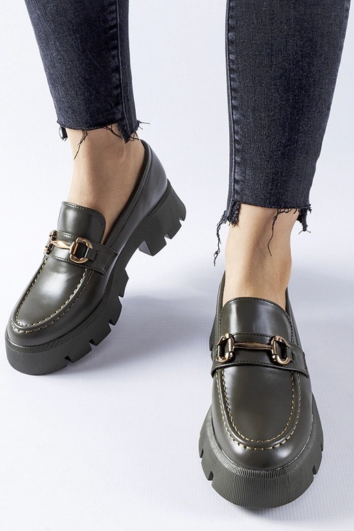 Mocassins verts à boucle Cerzeto Mocassins verts à boucle Cerzeto