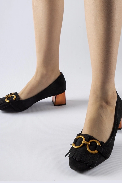 Escarpins noirs à talon bloc de Basso Escarpins noirs à talon bloc de Basso