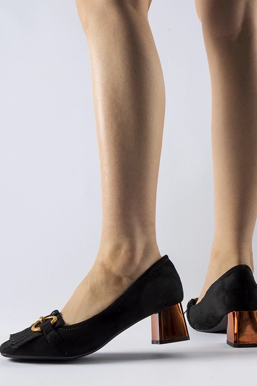 Escarpins noirs à talon bloc de Basso Escarpins noirs à talon bloc de Basso