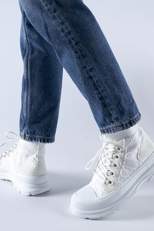 Baskets montantes en tissu blanc Casalma