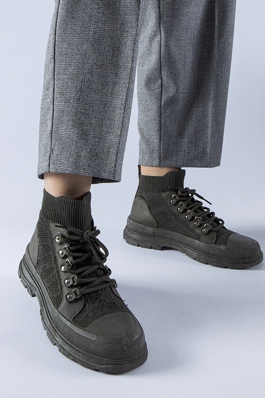 Baskets montantes en tissu vert Casalma