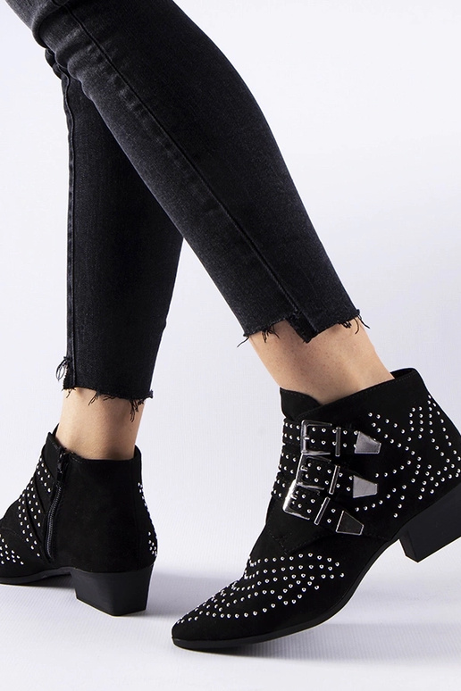 Bottines décoratives noires à talon...