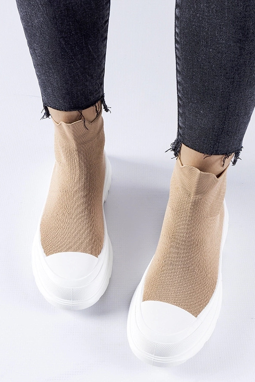 Baskets marron à tige élastique par...