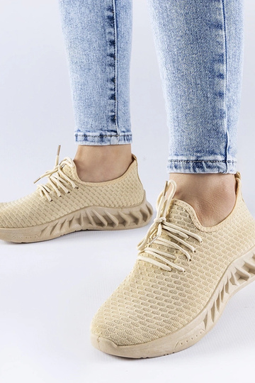 Baskets en tissu beige Derek