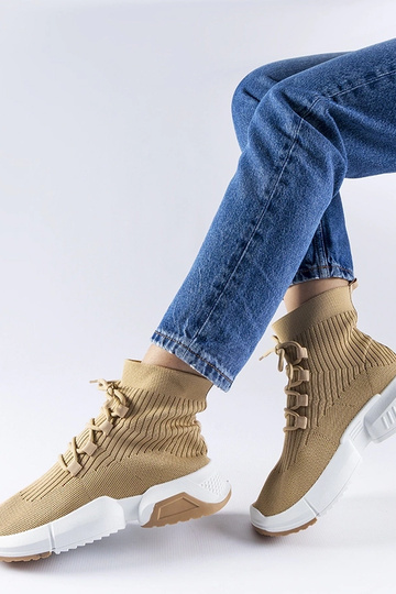 Baskets montantes beige foncé Sanschagrin 2