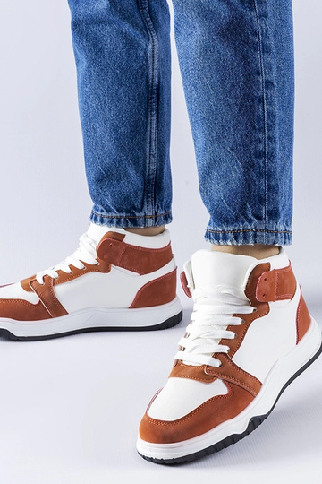 Bottines sneakers blanches et brunes Elizabeth
