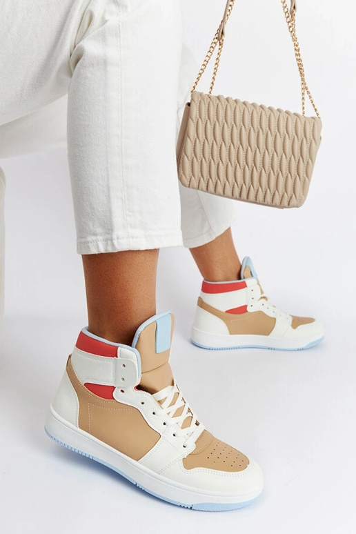 Baskets montantes blanches et beiges...