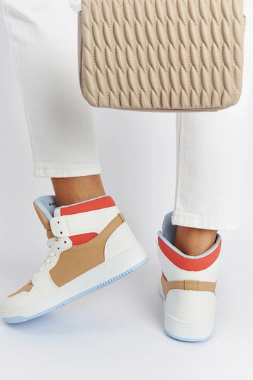 Baskets montantes blanches et beiges Eagan 2