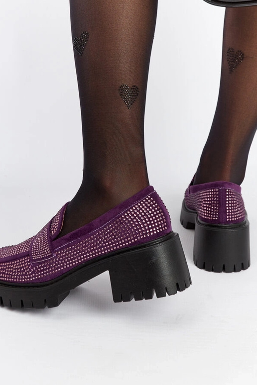 Mocassins violets à talon massif Parent Mocassins violets à talon massif Parent