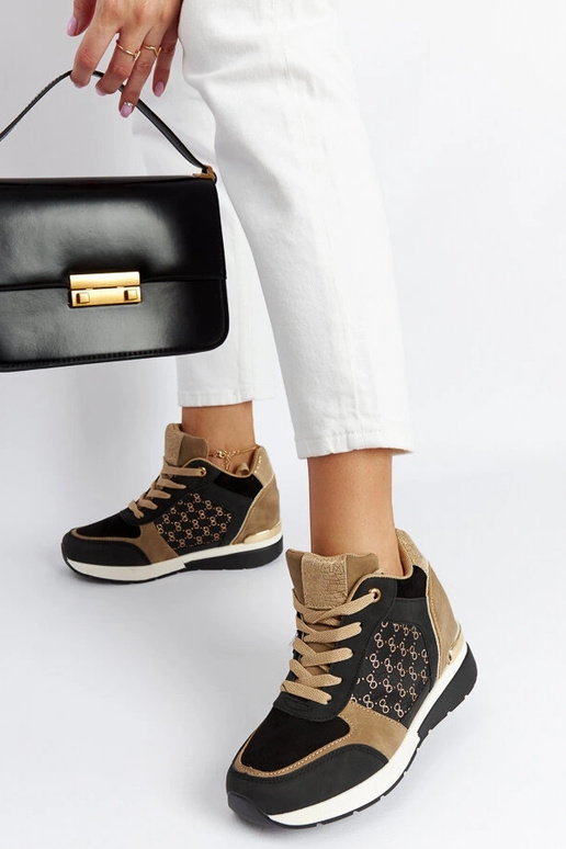 Baskets compensées en châtaigne noire