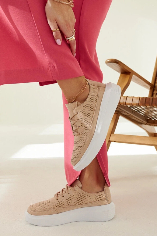 Baskets dorées femme à plateforme,...