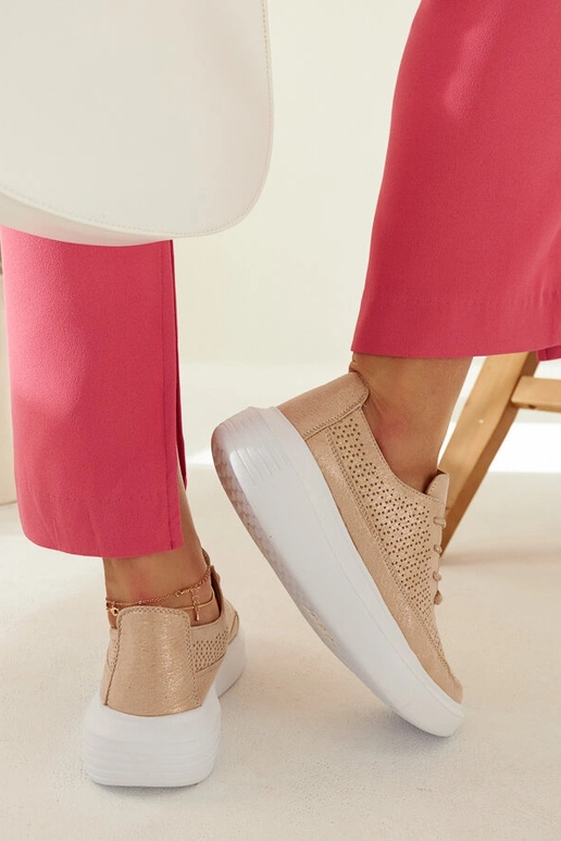 Baskets dorées femme à plateforme,...