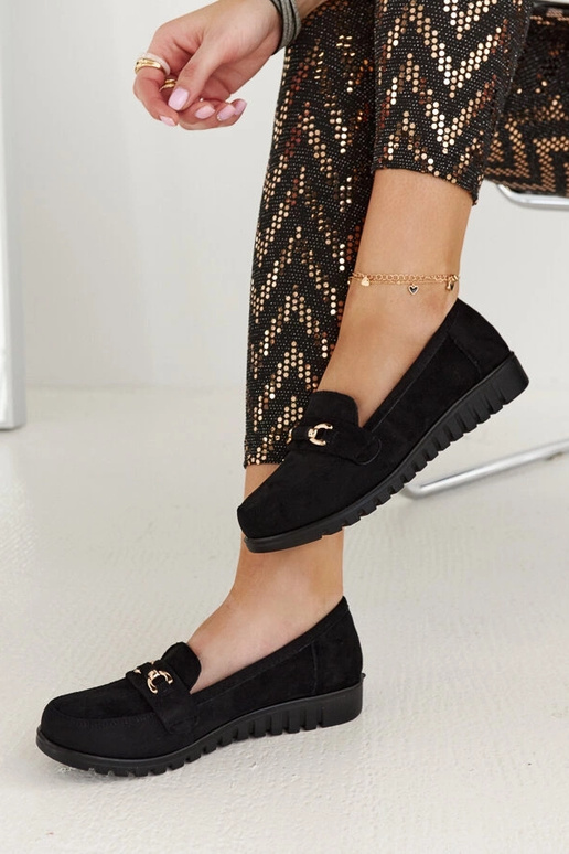 Mocassins femme en daim noir avec... Mocassins femme en daim noir avec...