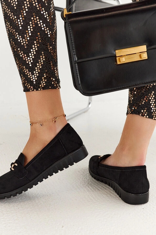 Mocassins femme en daim noir avec... Mocassins femme en daim noir avec...