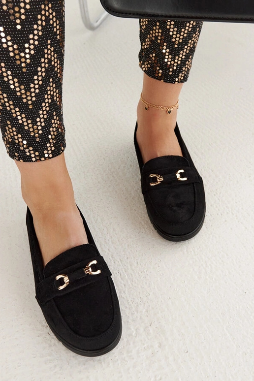 Mocassins femme en daim noir avec... Mocassins femme en daim noir avec...