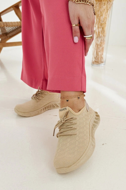 Baskets en tissu beige Mira