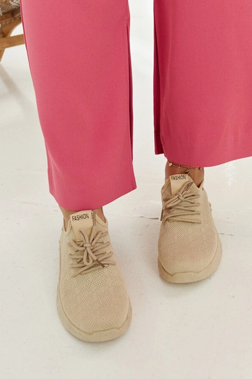 Baskets en tissu beige Mira 2