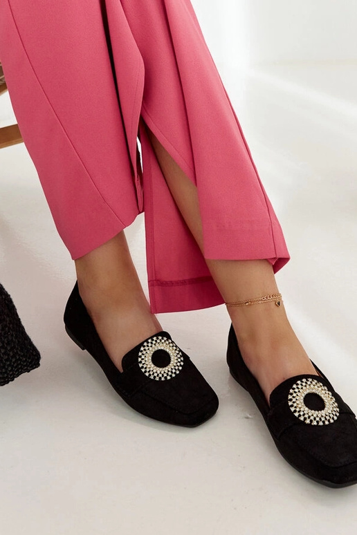 Mocassins noirs ornés de zircons Celena Mocassins noirs ornés de zircons Celena