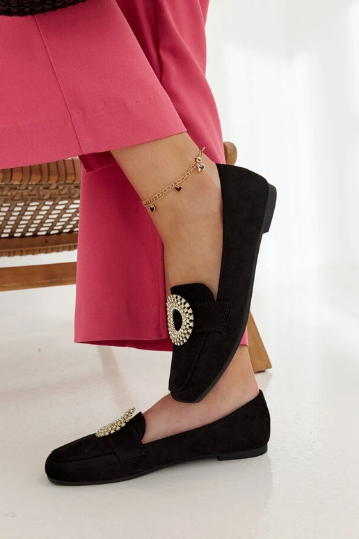 Mocassins noirs ornés de zircons Celena Mocassins noirs ornés de zircons Celena