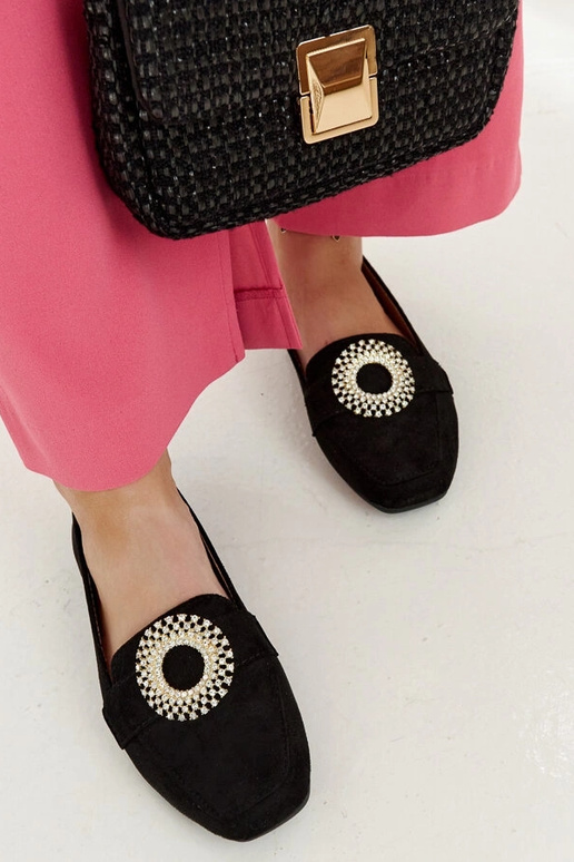 Mocassins noirs ornés de zircons Celena Mocassins noirs ornés de zircons Celena