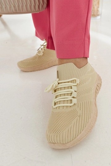 Baskets en tissu beige Ornella