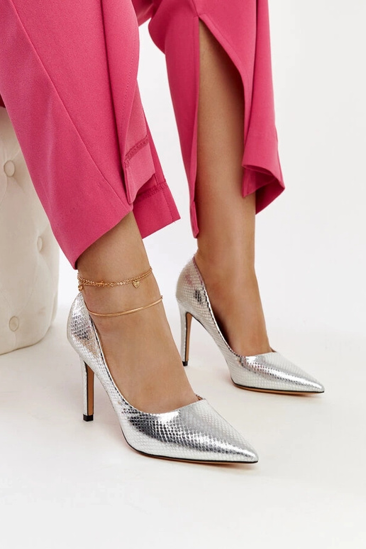 Escarpins laqués argentés Wines