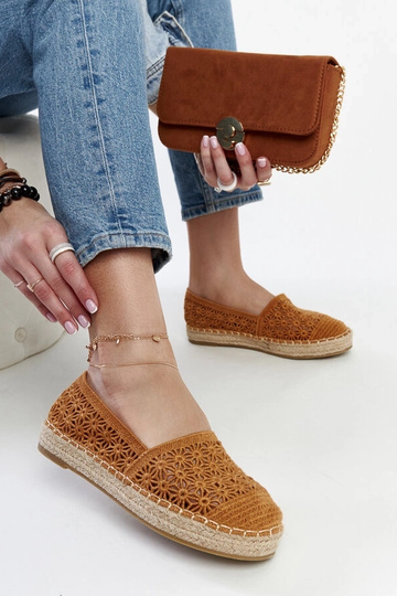 Espadrilles à lacets marron Samra sur plateforme