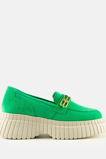 Mocassins en suède verts Karino