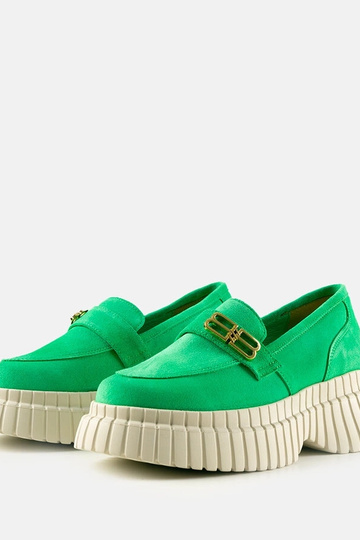 Mocassins en suède verts Karino 2