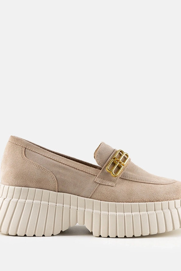 Mocassins en suède beiges à plateforme Karino 2
