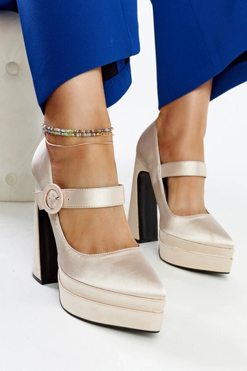 Escarpins beige clair à...