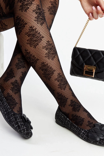 Ballerines noires avec une fleur décorative Mateja