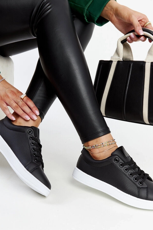 Baskets en cuir écologique noir Semret