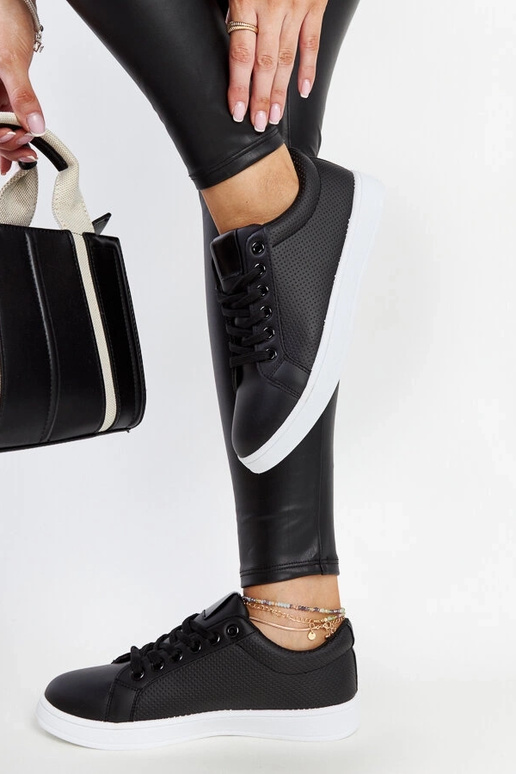 Baskets en cuir écologique noir Semret